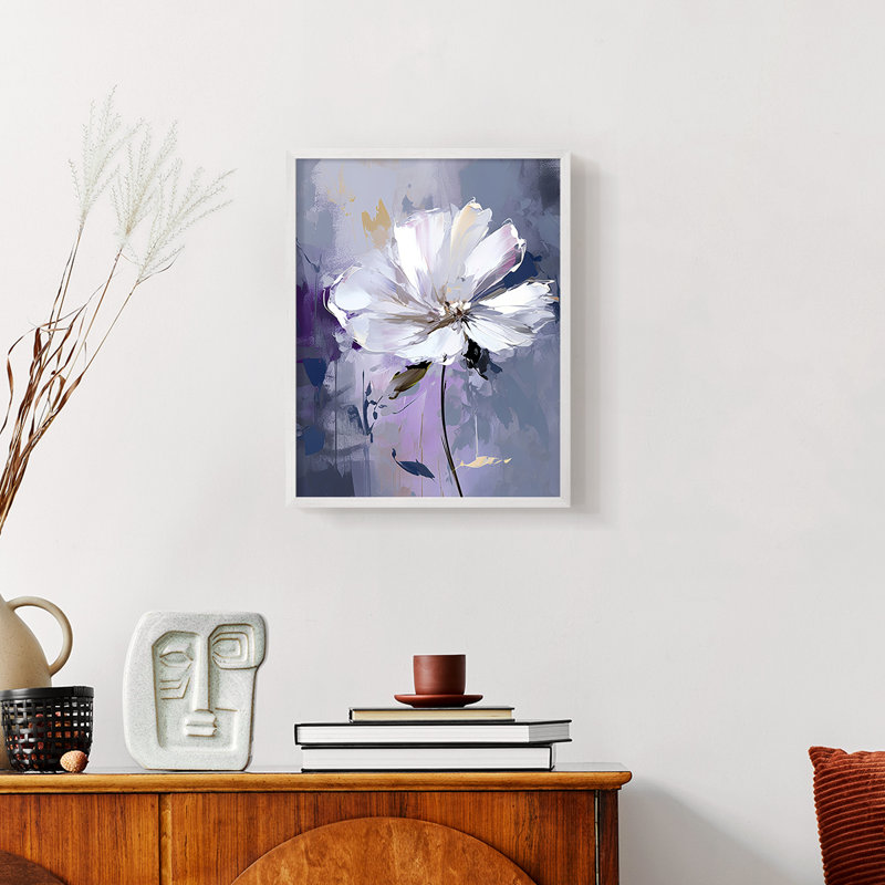 Série FLORAL CDxxxi - reproduction encadrée de qualité supérieure - prête à être accrochée - aucun clou requis, Blanc