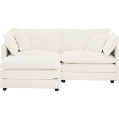 Canapé modulaire en chenille blanc avec support carré - Gardez les carrés organisés et la couverture au chaud
