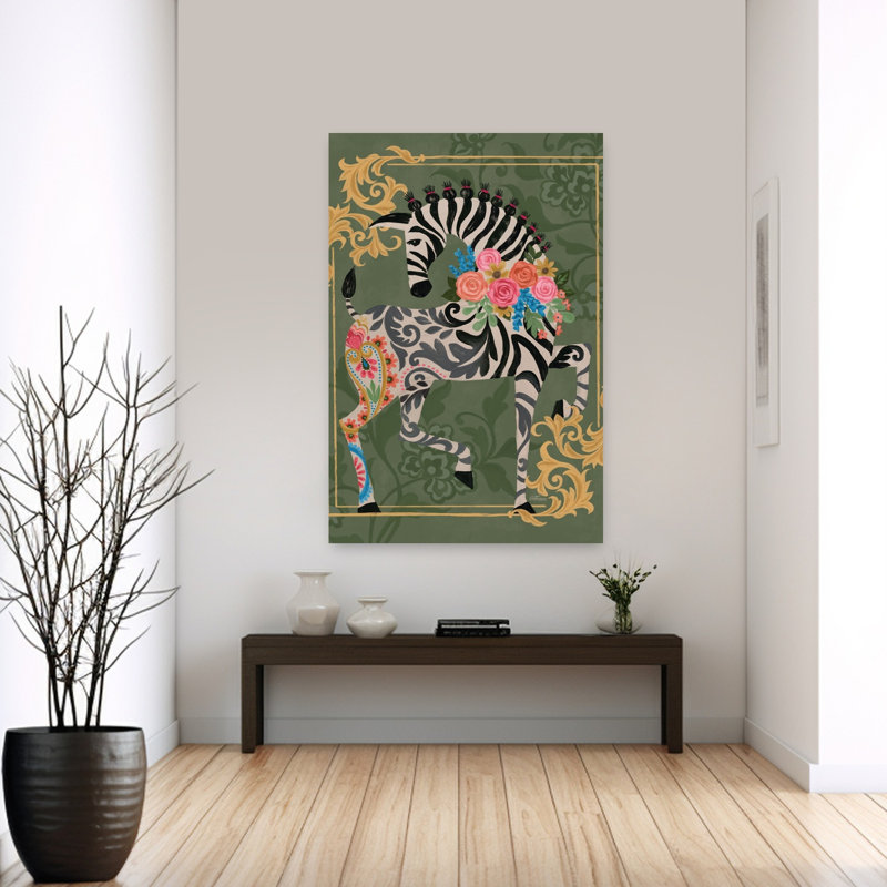 Fancy Zebra 1 Piece Wrapped Canvas Wall Art, 152.4cm H x 101.6cm W