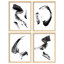 "Grosse encre, coups de pinceau, symboles, formes abstraites, illustrations, décor moderne", 4 pièces-101520047-101520049