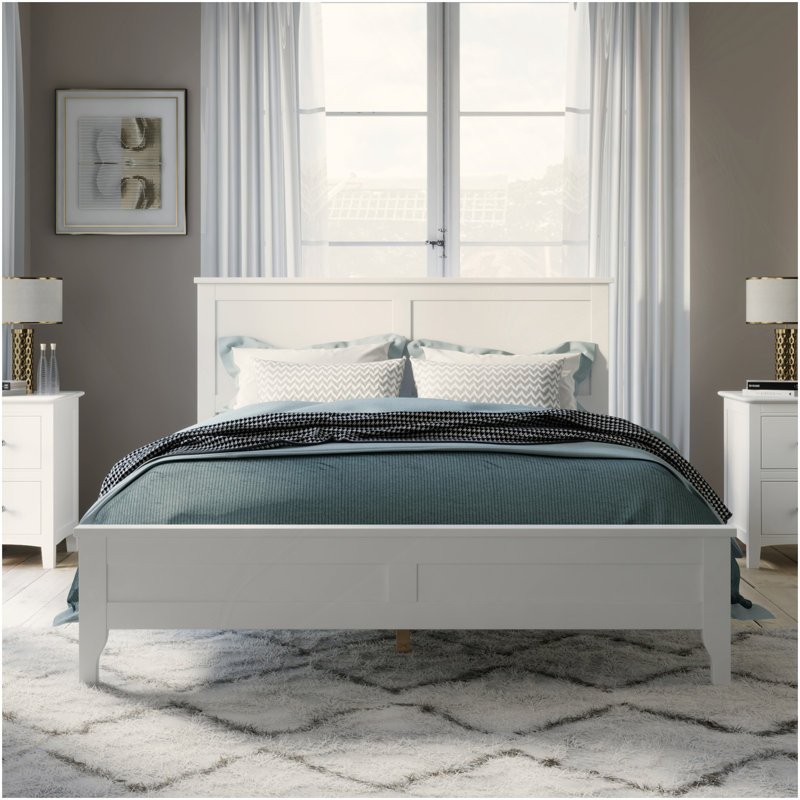 Lit plateforme double Modern, Blanc, Lit double