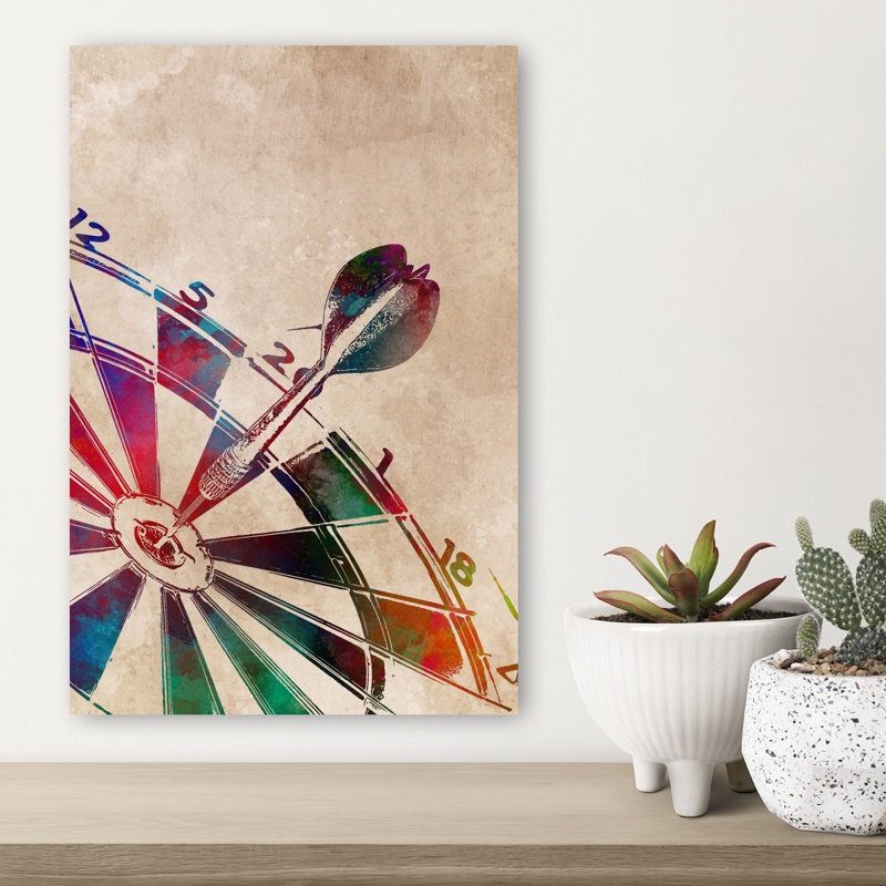Colorful Darts Game Contemporary Wall Art Print, 45.72cm H x 30.48cm W