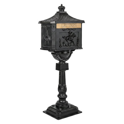 Mailbox, Heavy Duty Cast Aluminum Postal Box, Mail Box with 2 Keys for Courtyard Villa Decoration