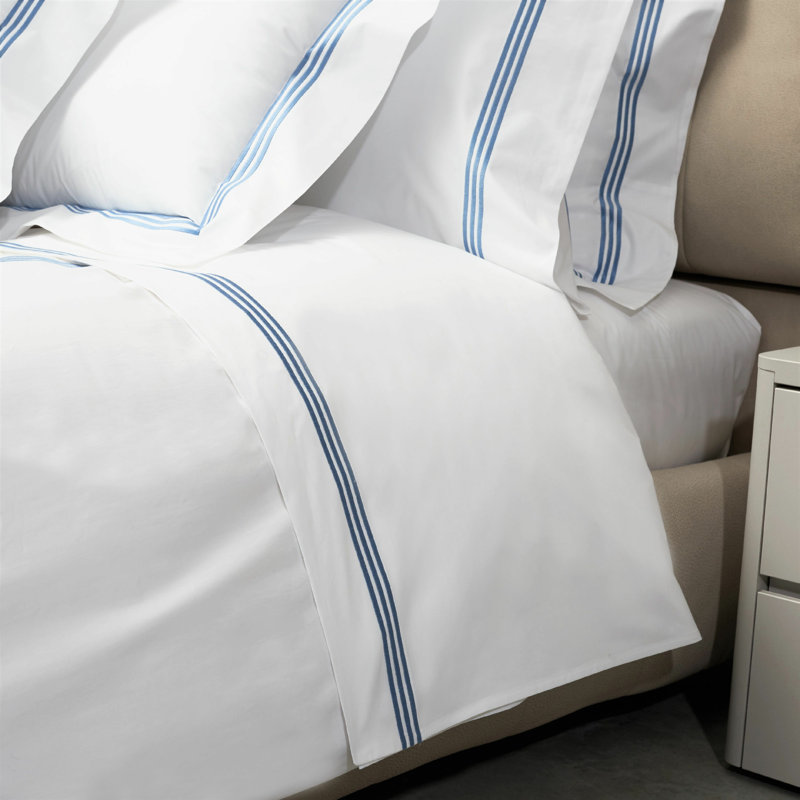 Platinum Flat Sheet, King Flat Sheet, White/Air Force Blue