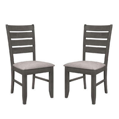 Set Of 2 Dining Chairs With Fabric Upholstered Seat, Dark Grey
