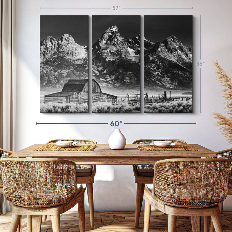 «Mountainside Moulton Barn», 3 pièces sur toile, H 36 po x l 57 po x P 1,25 po