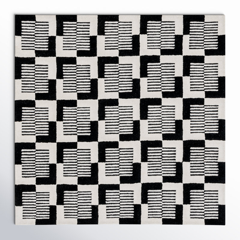 Harton Hand Tufted Geometric Indoor Rug, Square 6'