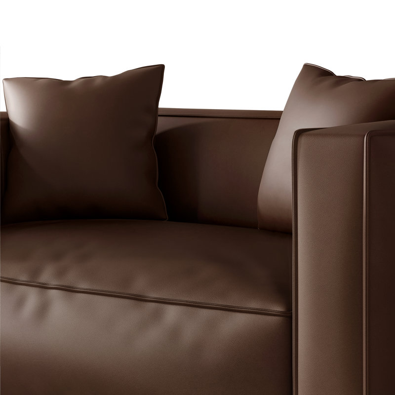 PU Leather Upholstered Loveseat, Brown