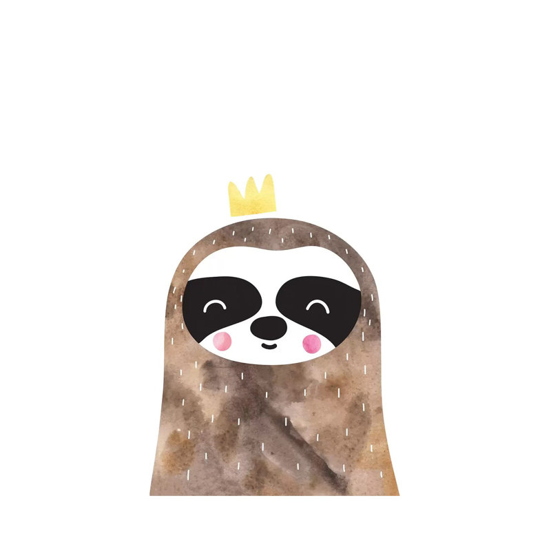 Scandi Sloth - impression d'art graphique, Toile tendue, Pas de tapis, H 26 po x l 18 po x 1,5 po