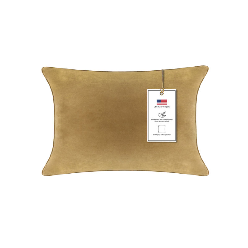 A1HC Down-Alternative Throw Pillow Insert – Velvet Cover, Hypoallergenic, Ready-to-Use (Set of 1), Irish Coffee, 12"H x 20"W