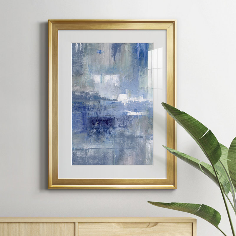 Bay View Indigo - Cadre photo, reproduction d'art sur papier, Or, H 18,5 po x l 24,5 po x P 1,5 po