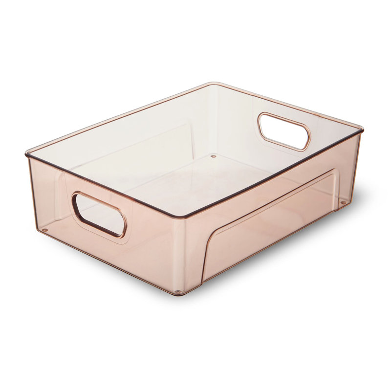 Copco Plastic Storage Bin, 3.5" H x 8.58" W x 11.57" D, Pink