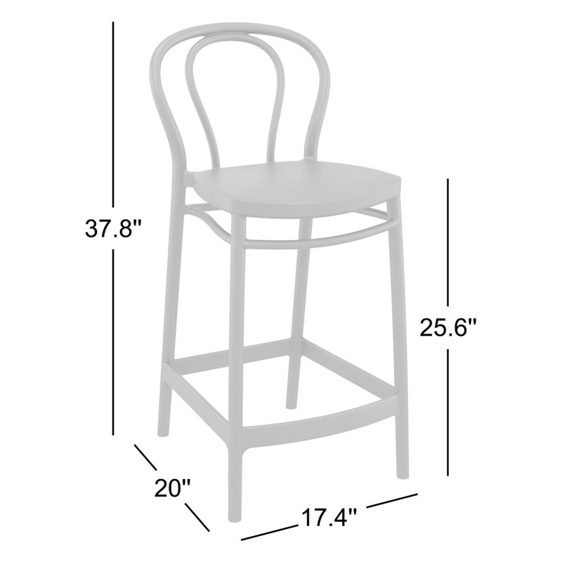 Tabouret de bar à dossier plein 41,7 po Farrah, Gris foncé, Tabouret de comptoir (siège d'une hauteur de 25,6