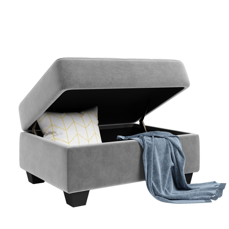 Luchiano 112" Wide Reversible Sofa & Chaise with Ottoman, Gray Polyester