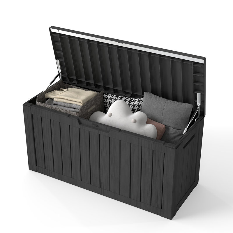 Emperic Design Gallons Water Resistant Resin Lockable Deck Box, 80, Black