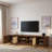 Retro Tv Stand With Rattan Doors And Adjustable Shelves