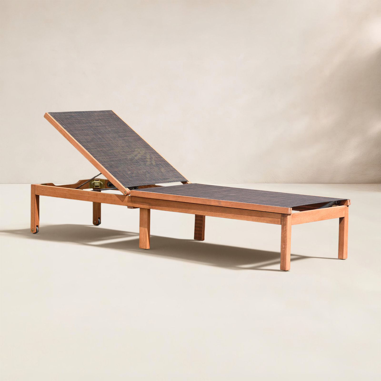 Rafael 23.4'' Outdoor Eucalyptus Chaise Lounge, Brown