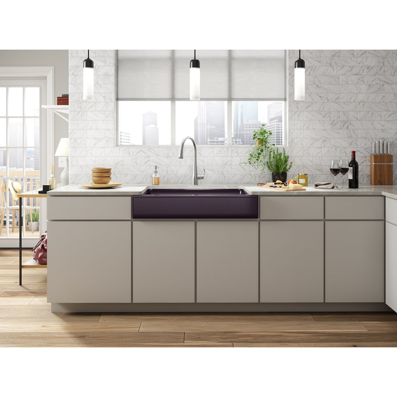 Cairn Undermount Single-Bowl Farmhouse Kitchen Sink, Matte Black Plum