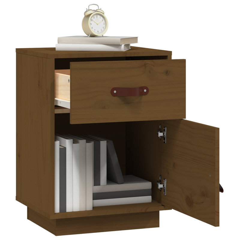 40cm W Solid Wood Bedside Table, Brown