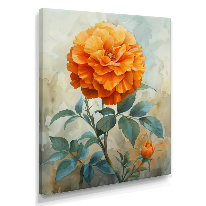 Orange orange, fleur parfumée, souci I - impression murale souci, H 34 po x l 44 po, Toile tendue