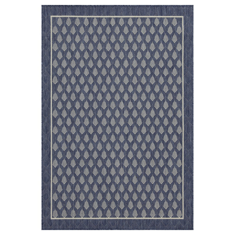 Elegant Indoor/outdoor Blue Area Rug Polypropylene Durable Design Flatweave