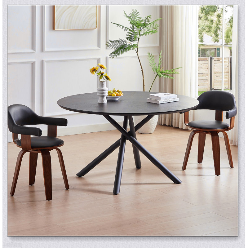 Table basse ronde en panneau de fibres à densité moyenne de 47,25 po avec pieds en croix, assemblage facile et conception durable pour les espaces de vie modernes