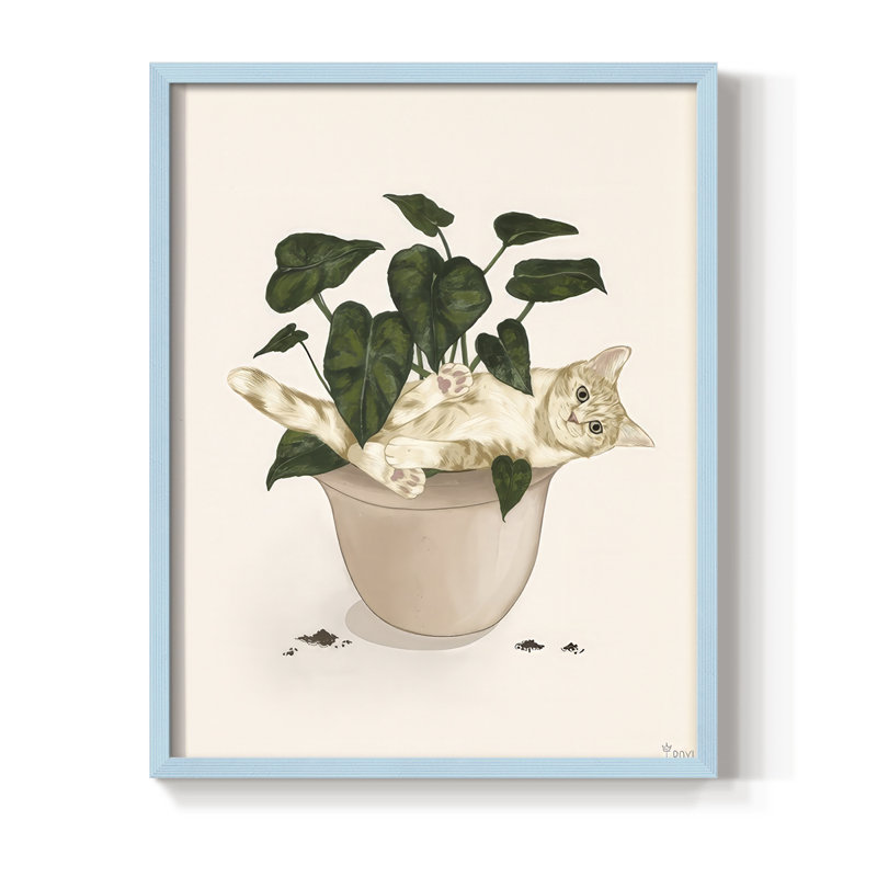 «Happy Gardening I», reproduction encadrée - bois massif, Bleu, H 21 po x l 17 po