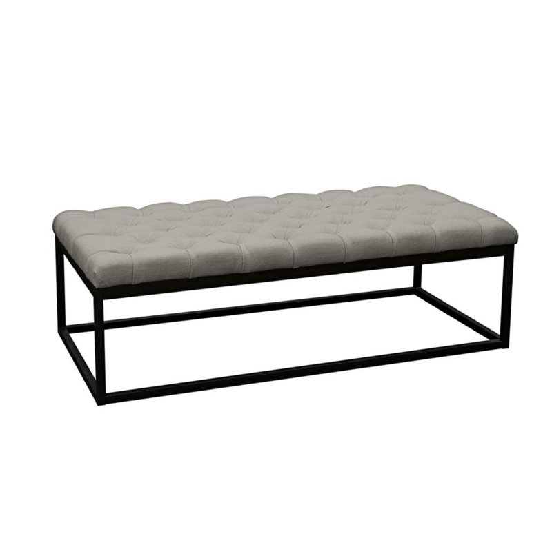 Ileen Linen Blend Upholstered Bench, 19" H x 58" W x 28" D, Gray