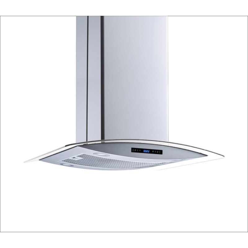 Stainless Steel Convertible Island Range Hood with LED Lights