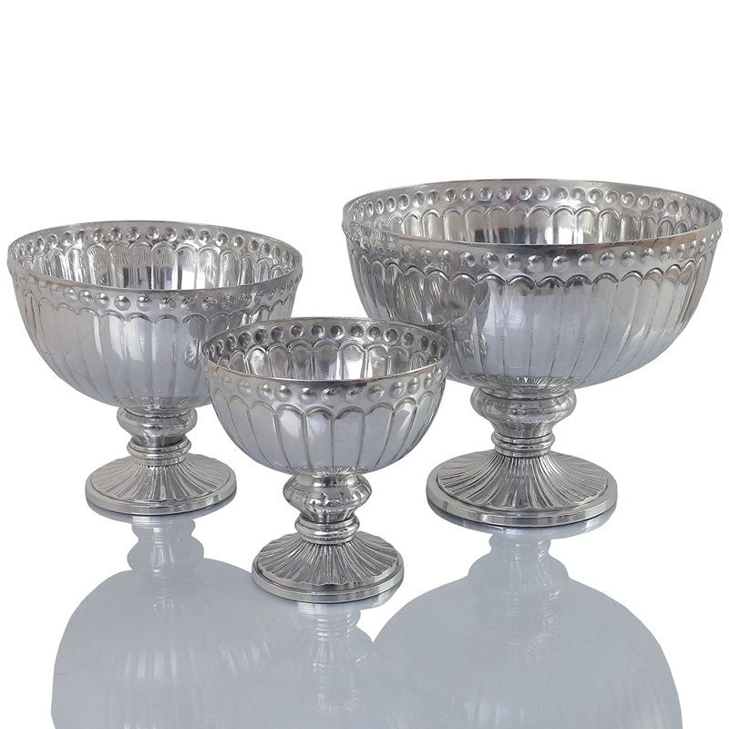 vase de table highgate floral bol Allen, H 10 po x l 8 po, Argent