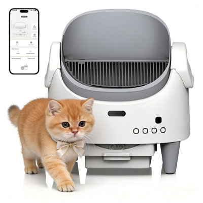 Self Cleaning Cat Litter Box for Multiple Cats, Extra Large Open Top Automatic Box with App Control & Odour Control