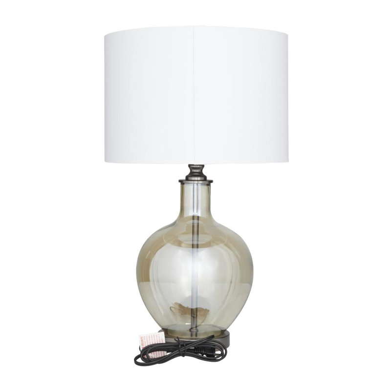 Glass Champagne Table Lamp with Drum Shade