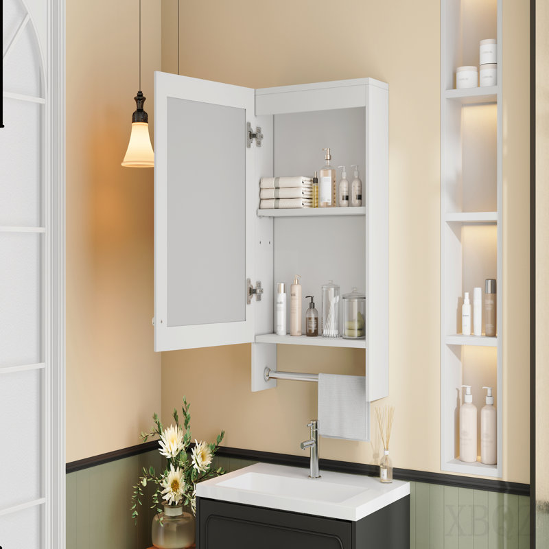 Armoire de toilette 3 en 1, armoire à pharmacie murale de 20 pouces avec tablette réglable et porte à fermeture en douceur, miroir haute définition avec rangement pour meuble-lavabo de salle de bain