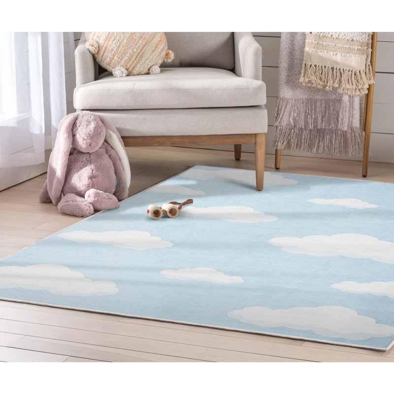 Tapis bleu clair Kehr Kids Rugs Cloud 9, Rectangle 5 pi x 7 pi, Bleu clair