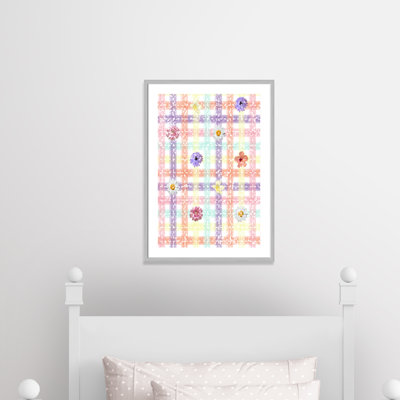 Impression sur papier à carreaux unique avec fleurs