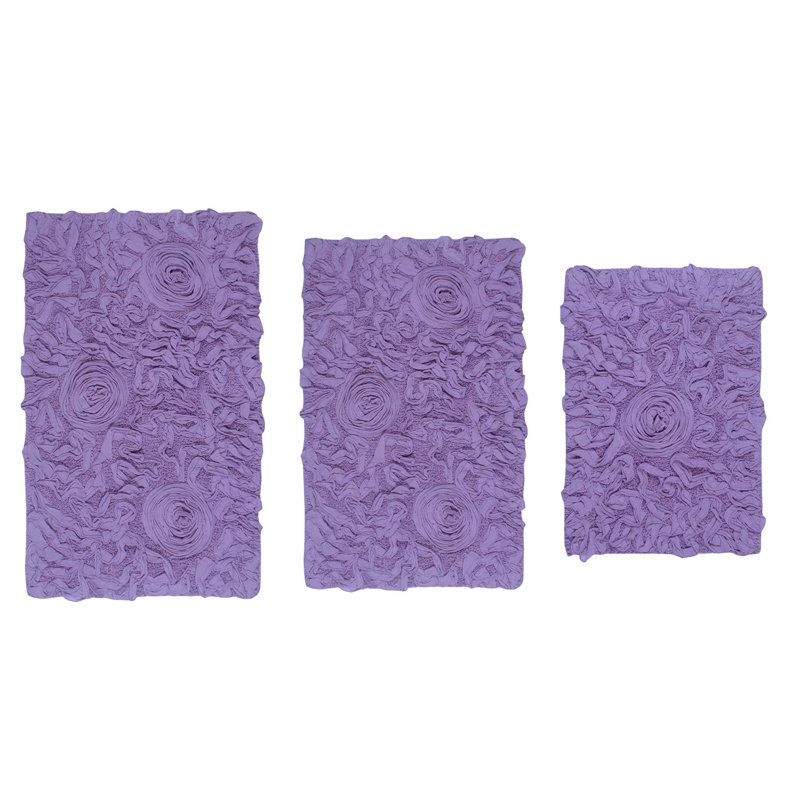 Tapis de bain 100% coton touffetés à la main Homeka Weavers Franciska (ensemble de 3), Mauve