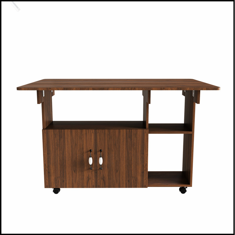 Table pliante multifonctionnelle avec tablettes et roulettes de rangement, idéale pour les petits espaces et polyvalente dans la cuisine, le dortoir ou le bureau