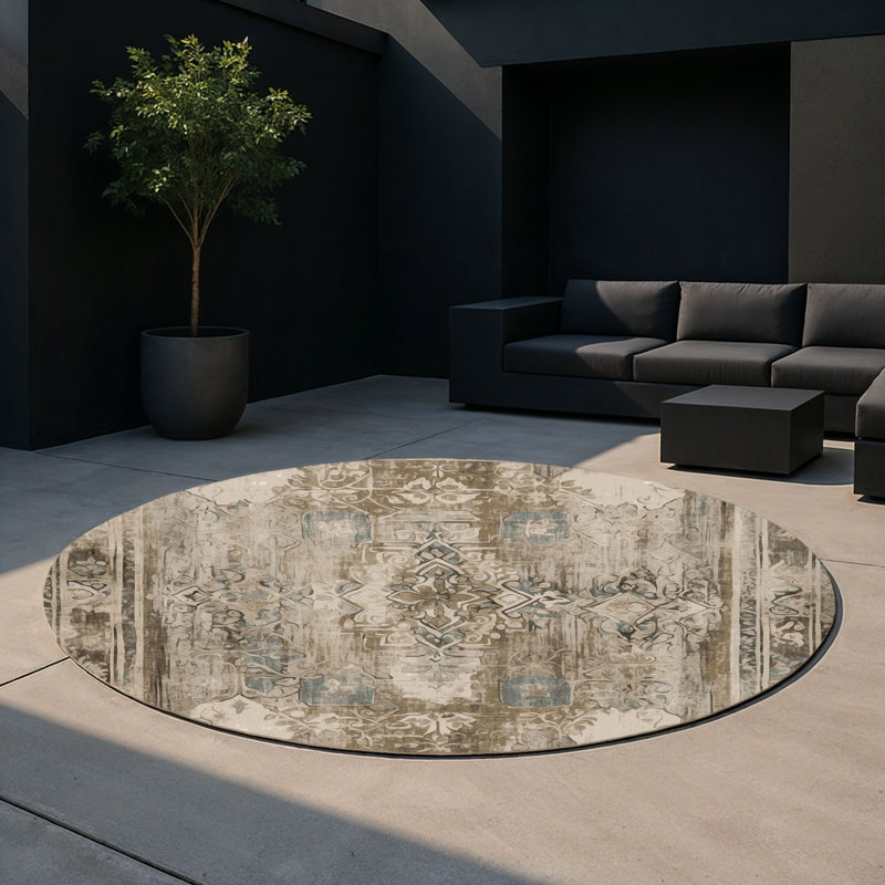 Classic Revival Indoor And Outdoor Area Rug, Round 5'