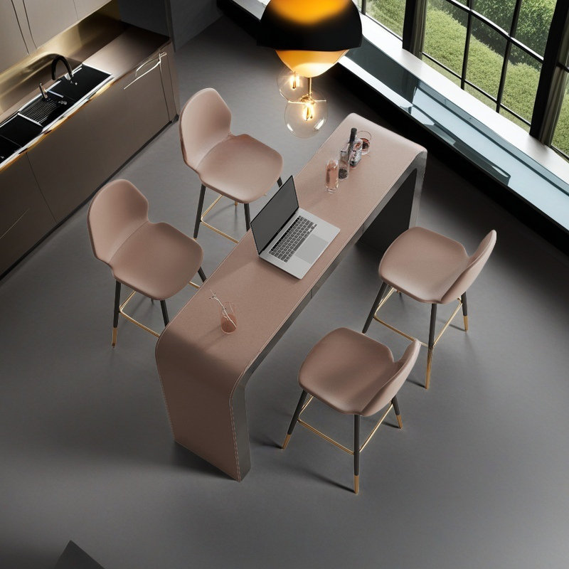 Table de bar en cuir italien, H 39,3 po x L 55,1 po x l 15,7 po