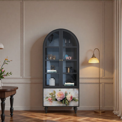 Vitrine en bois massif Floral
