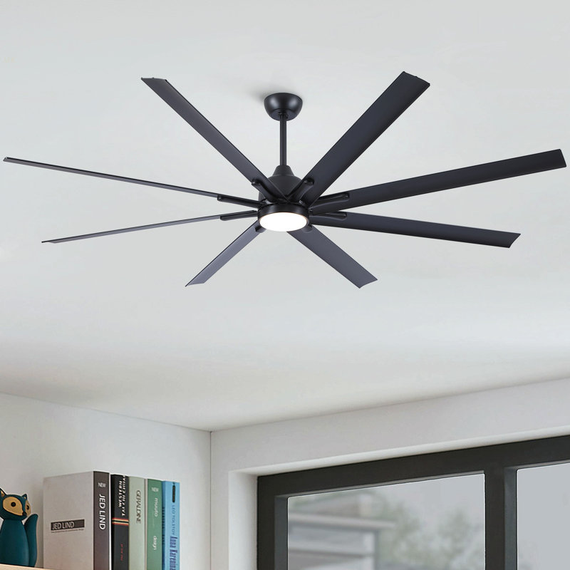 Très grand ventilateur de plafond noir 84 pouces avec télécommande 8 pales