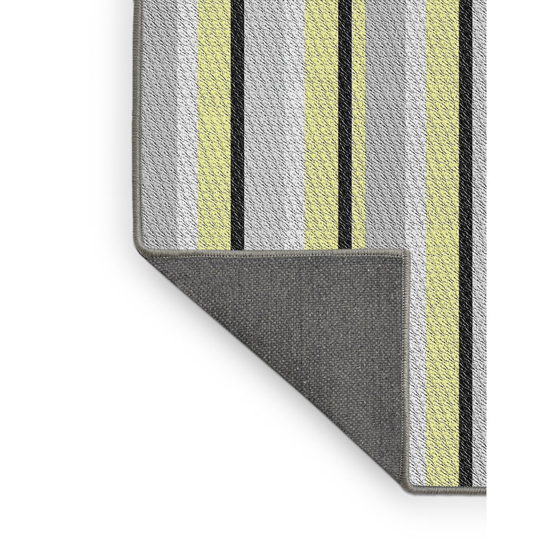 Tapis jaune à rayures Milner, Rectangle 5 pi x 7 pi