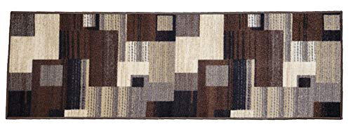Rubber Backed Runner Rug, Border Striped, Non Slip, Kitchen Rugs and Mats