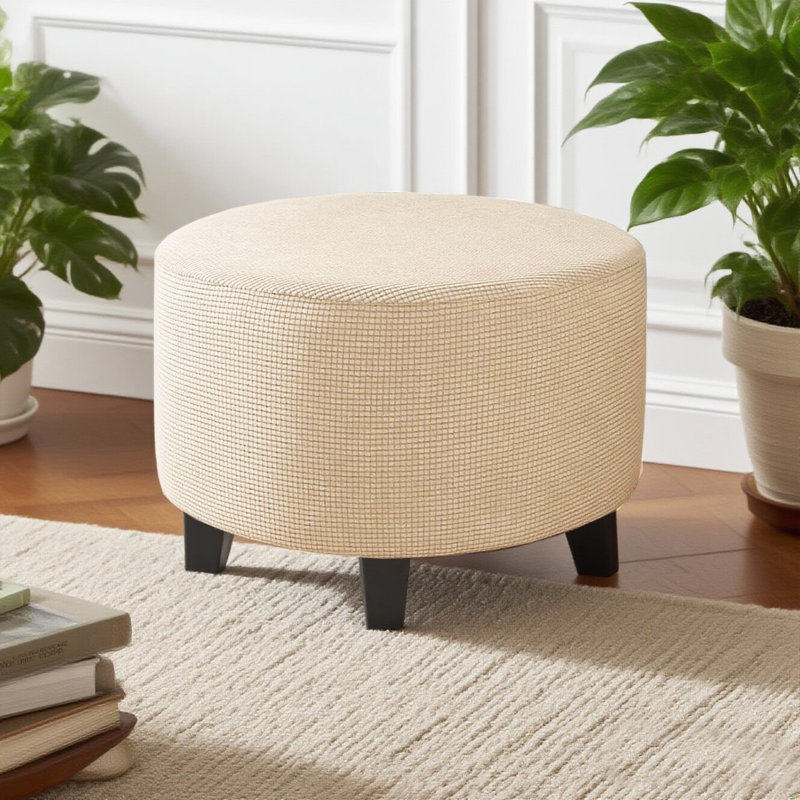 Couvre-pieds extensibles en jacquard à carreaux lavables à la machine et lavables à la machine avec protège-repose-pieds élastique