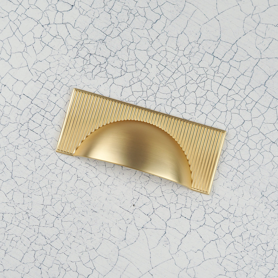 Satin Brass Ribbed Handle Collection & Coordinating Knobs