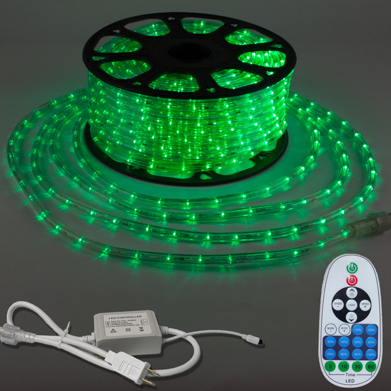 Cordon lumineux 65,6 pi DEL, 120 V enfichable, débrochable, connectable, luminosité réglable, étanche IP65, télécommande avec modes dynamiques et minuterie