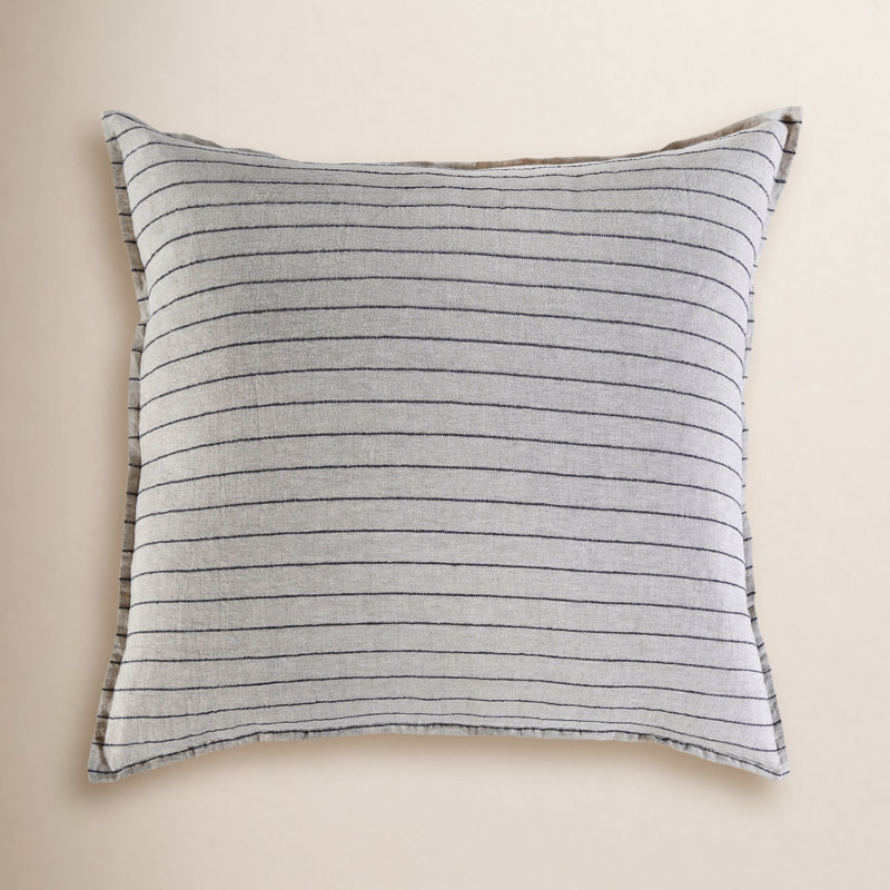 Blake Linen Shams, Euro, White/Ocean