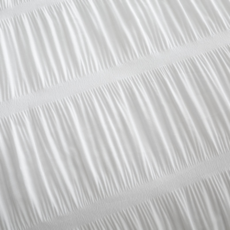 Seersucker Duvet Cover Set with Pillowcases, White, King Duvet Cover + 2 Standard Pillowcases