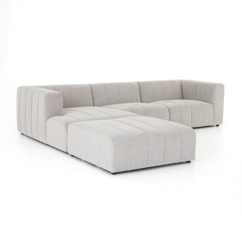 Grayson 110" Left Hand Facing Sectional with Ottoman, Saxon Charcoal Polyester Blend, Left Hand Facing