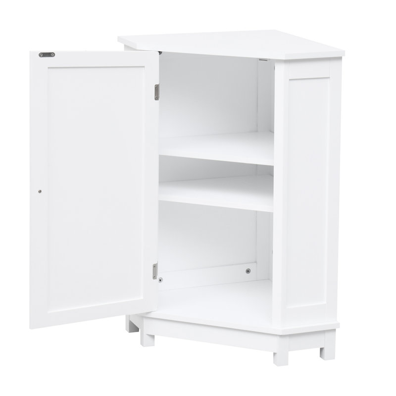 Élégante armoire de salle de bain blanche - Conception triangulaire, tablettes réglables pour un look chic, étagères de commode modernes, spacieuses et pratiques